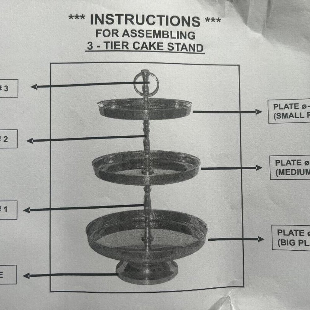 Stainless Steel 3 Tier Cake Stand To Display Cakes/Cupcakes/Biscuits/Muffins NIB